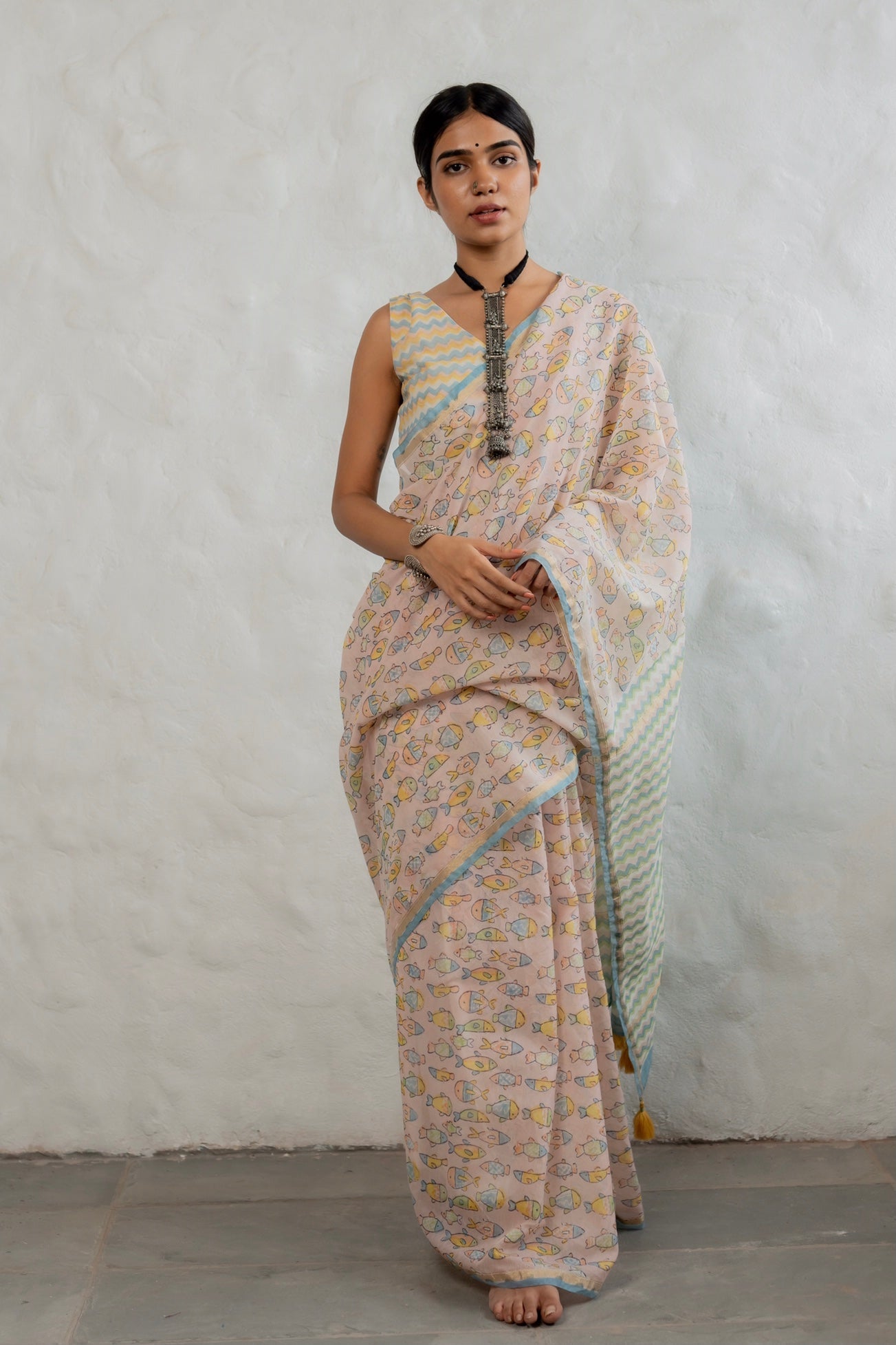 World of Candy Fishes Chanderi Saree