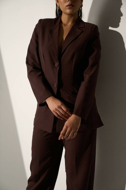 Iconic - Brown Blazer With Straight Pants (Set)