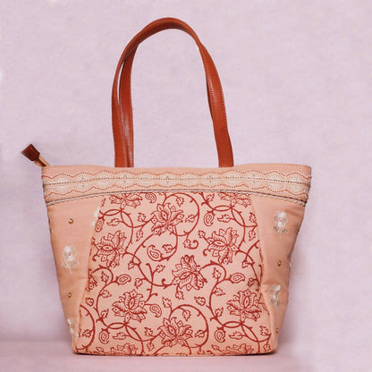 Peach and Brick Boho Tote Bag