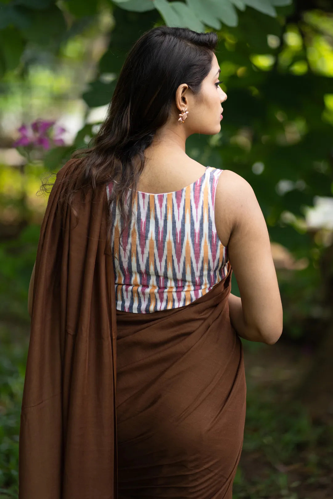 Sweet Burnout Brown Saree