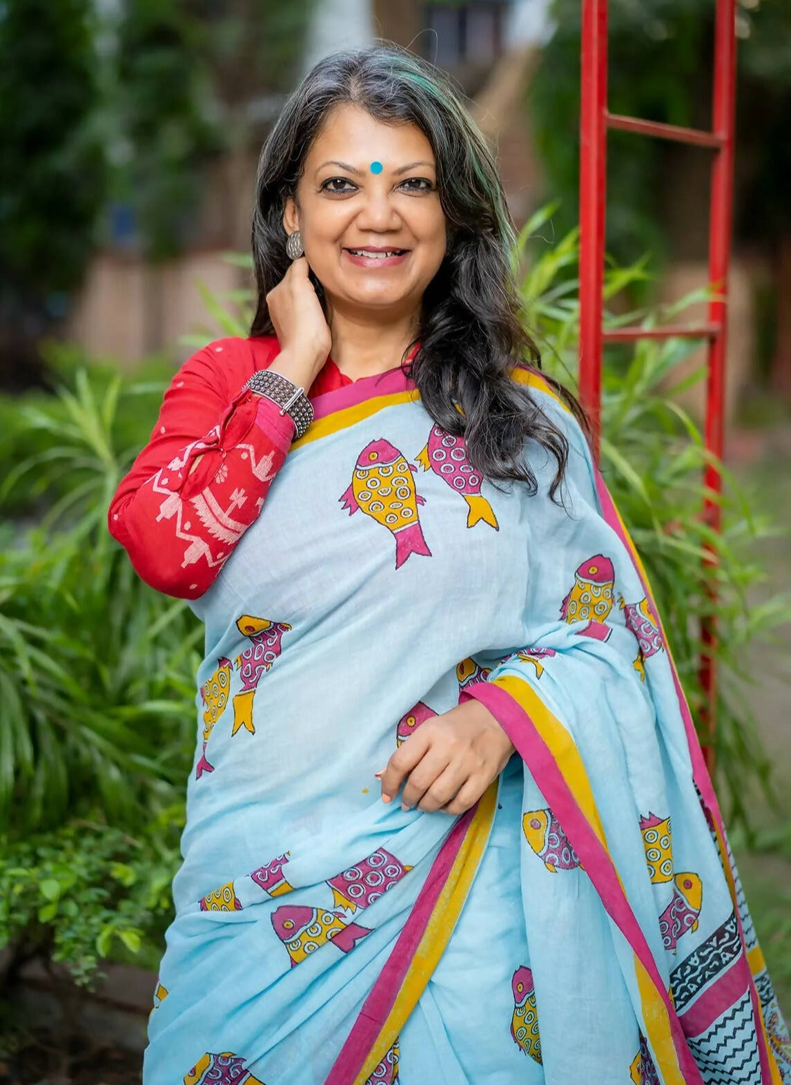 Machhli Rani Blue Cotton Saree