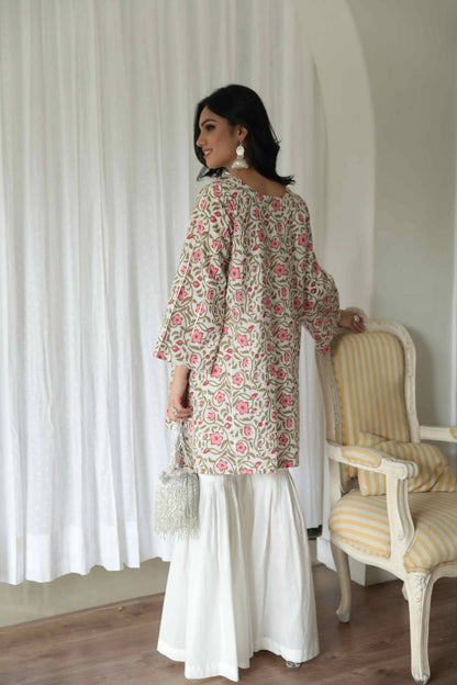 Floral Printed Kurta Sharara Set