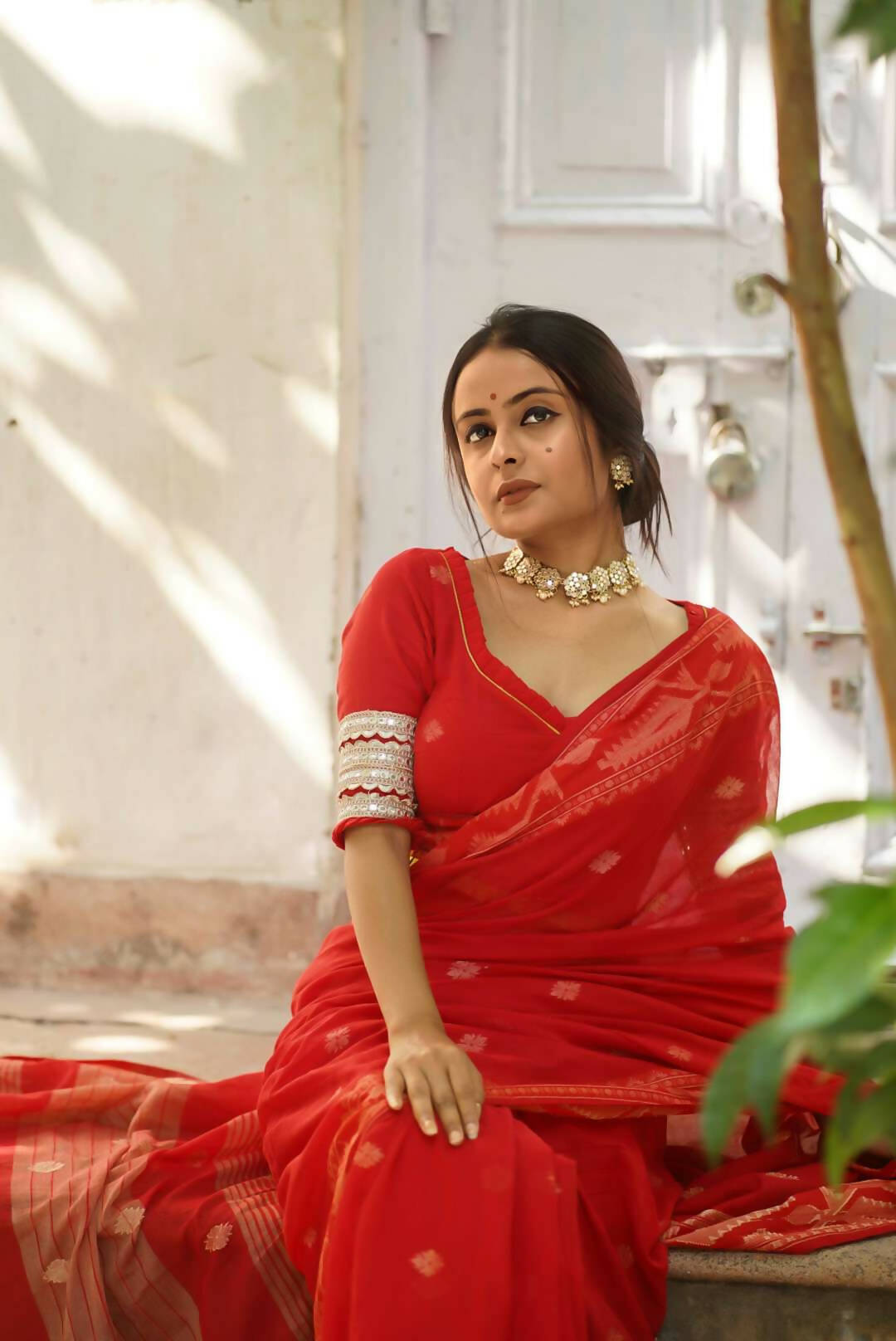 Happiness in Red Saree