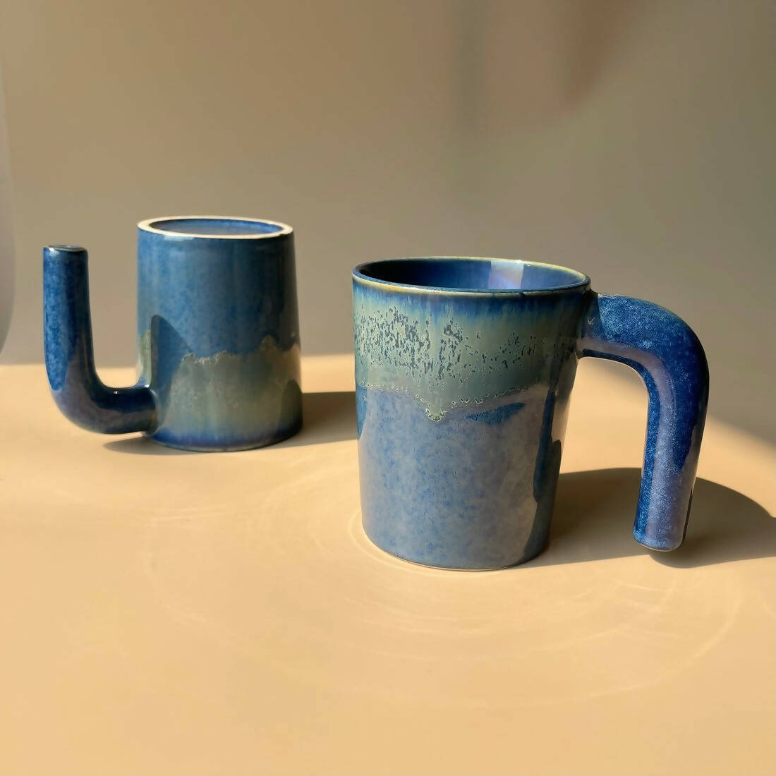 Blue Waves Coffee Mug with Open Handle