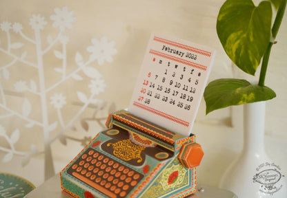 Colourful Typewriter Desk Calendar 2024 & 2025 Diy Paper Craft Kit