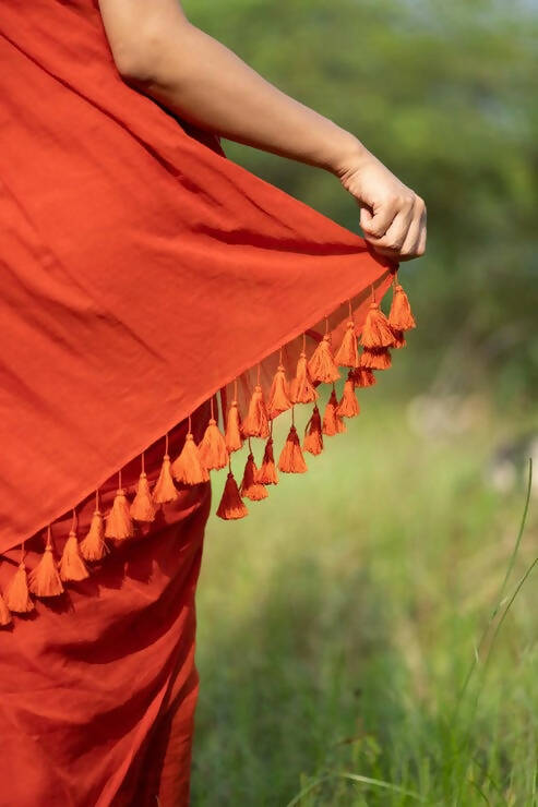 Neon Lights Spicy Orange Saree