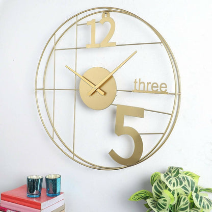 12-Three-5 Elegant Gold Wall Clock