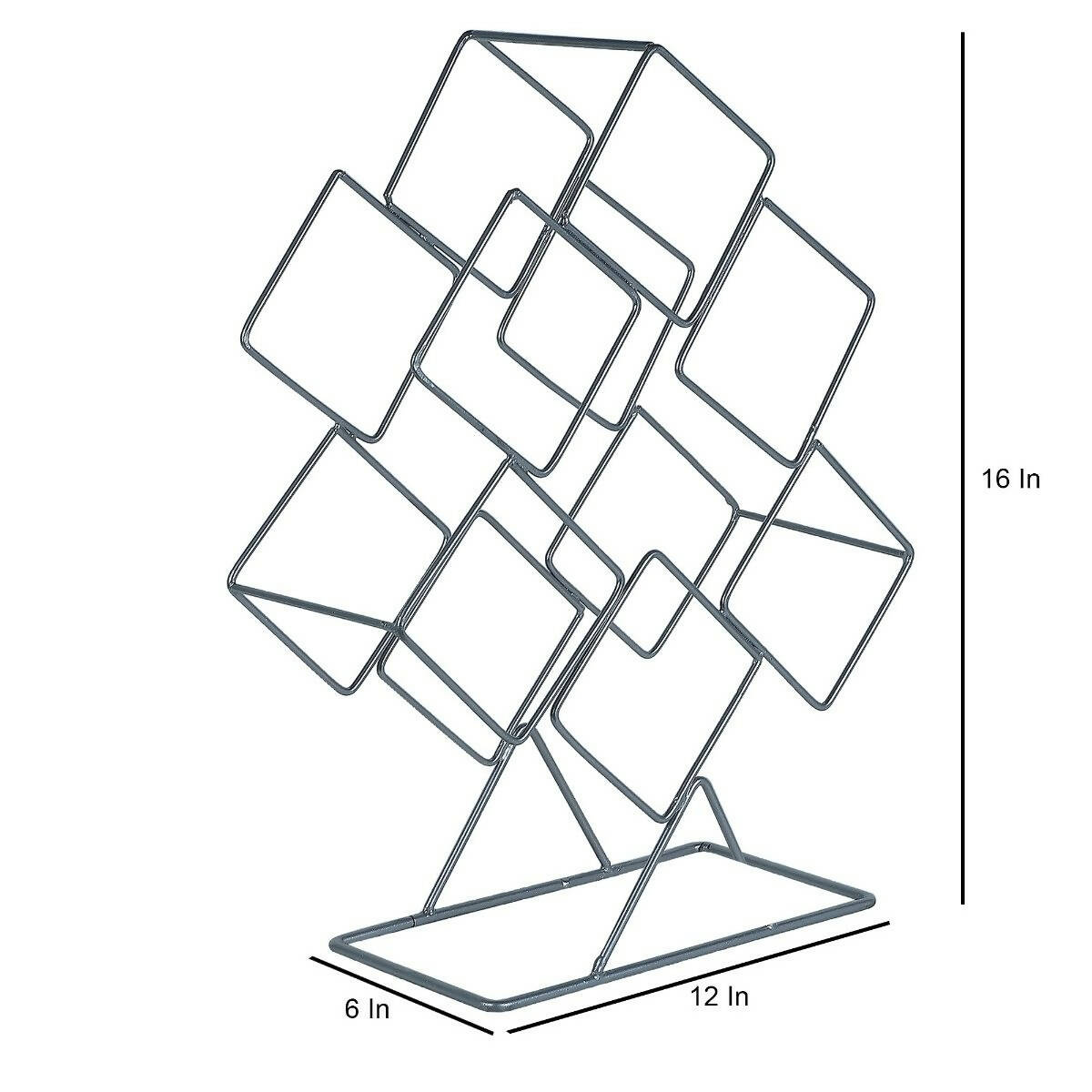 Rectangular Grey Wine Rack for 6 Bottles