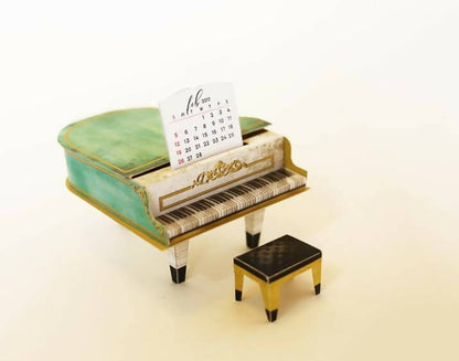 Turquoise Mini Grand Piano Calendar 2024 & 2025 - Diy Paper Craft Kit