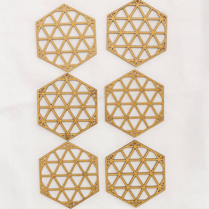 Hex Wooden Coaster (Set of 6)