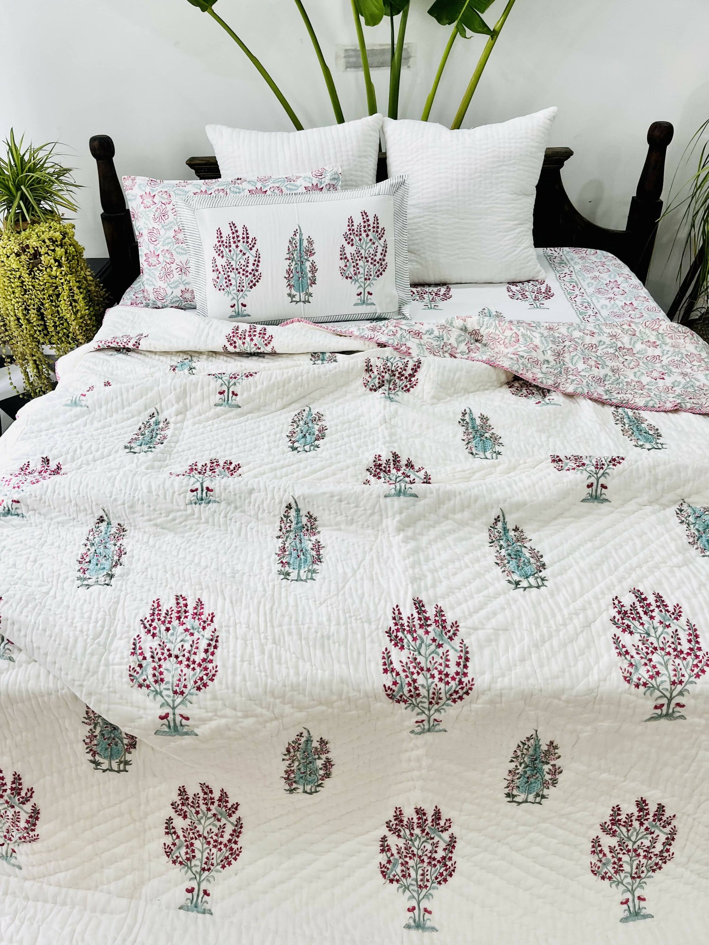 Panchi Hand Block Printed Cotton Bedding Set