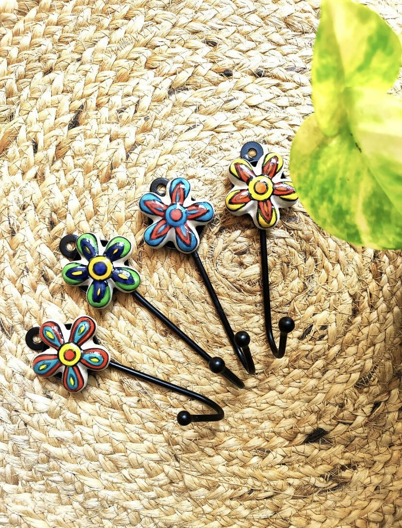 Flower Shaped Ceramic Hooks - Small Size