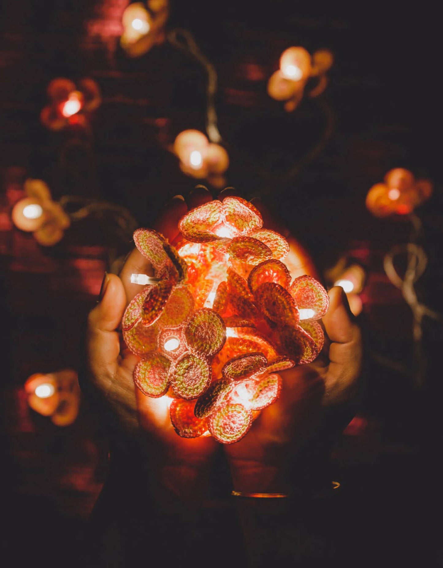 LED String Lights Pink Five Petal