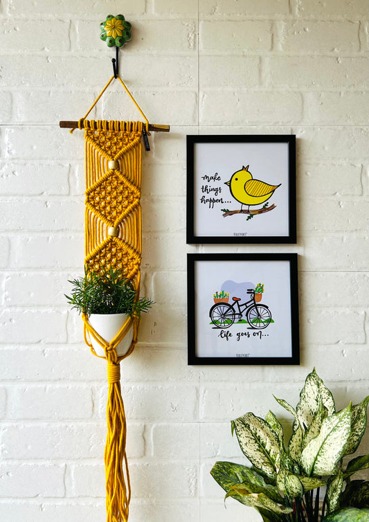 "Make it happen" Yellow Hanger Combo | Wall Decor