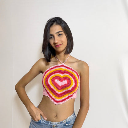 Heart Sleeveless Crop Top