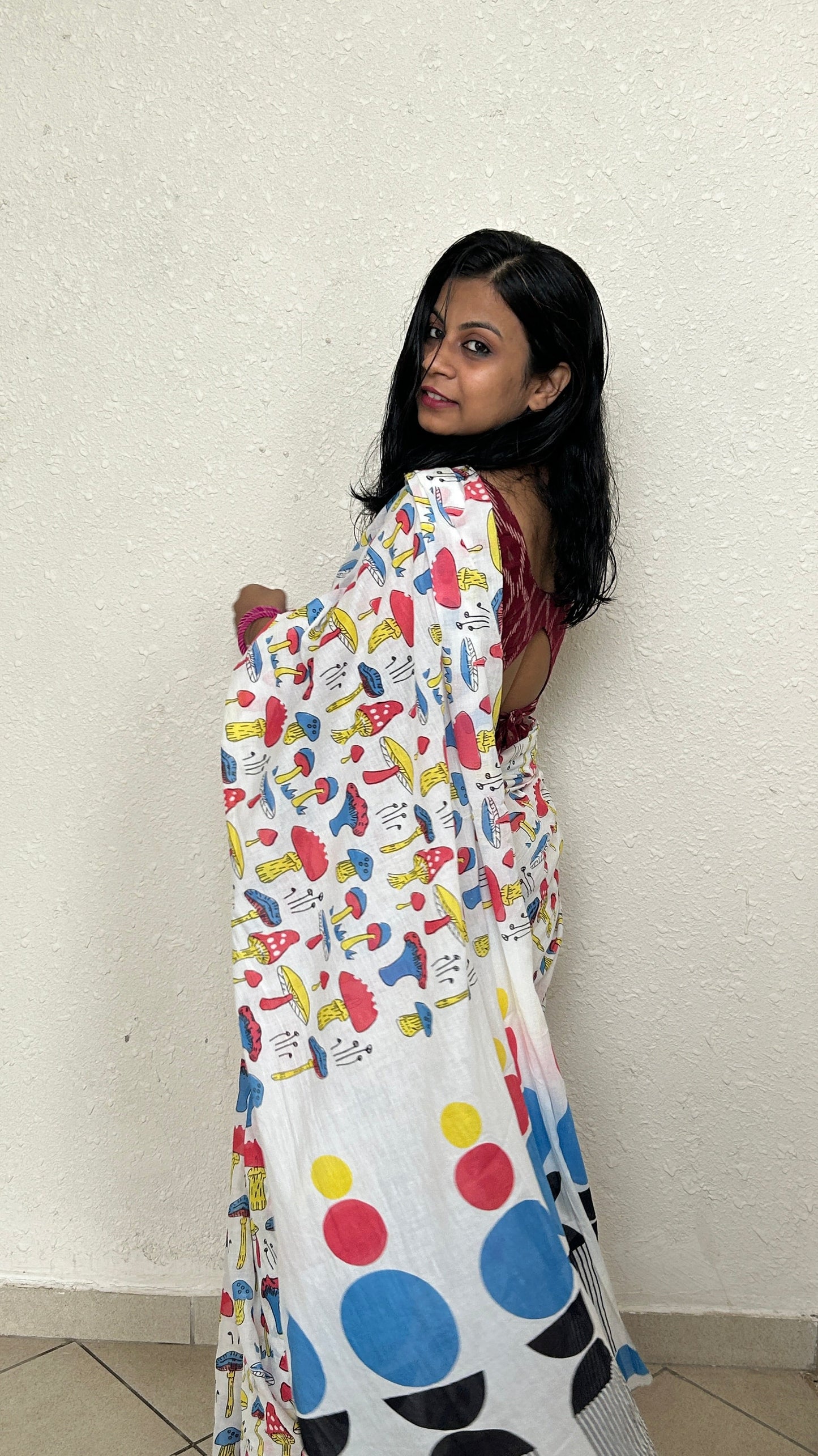 Silly Mushroom Trendy Cotton Saree
