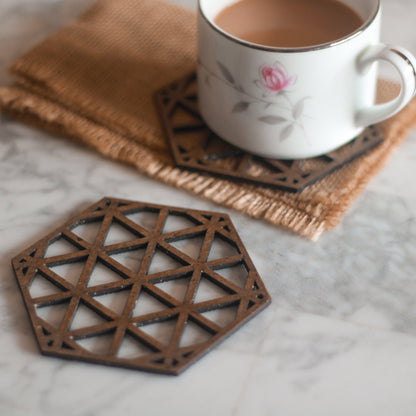 Hex Wooden Coaster (Set of 6)