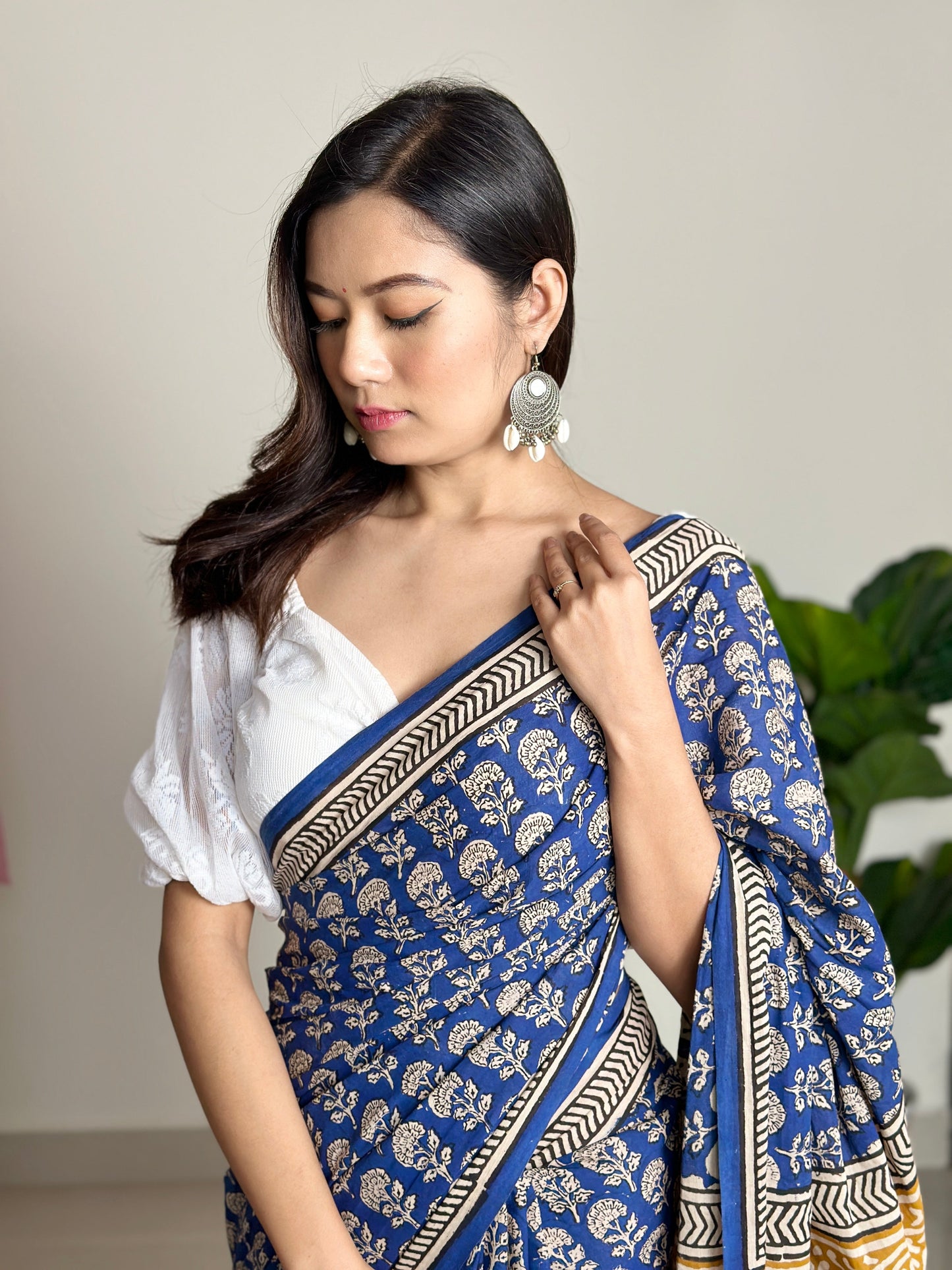 Tales of Blue Earth Handblocked Saree