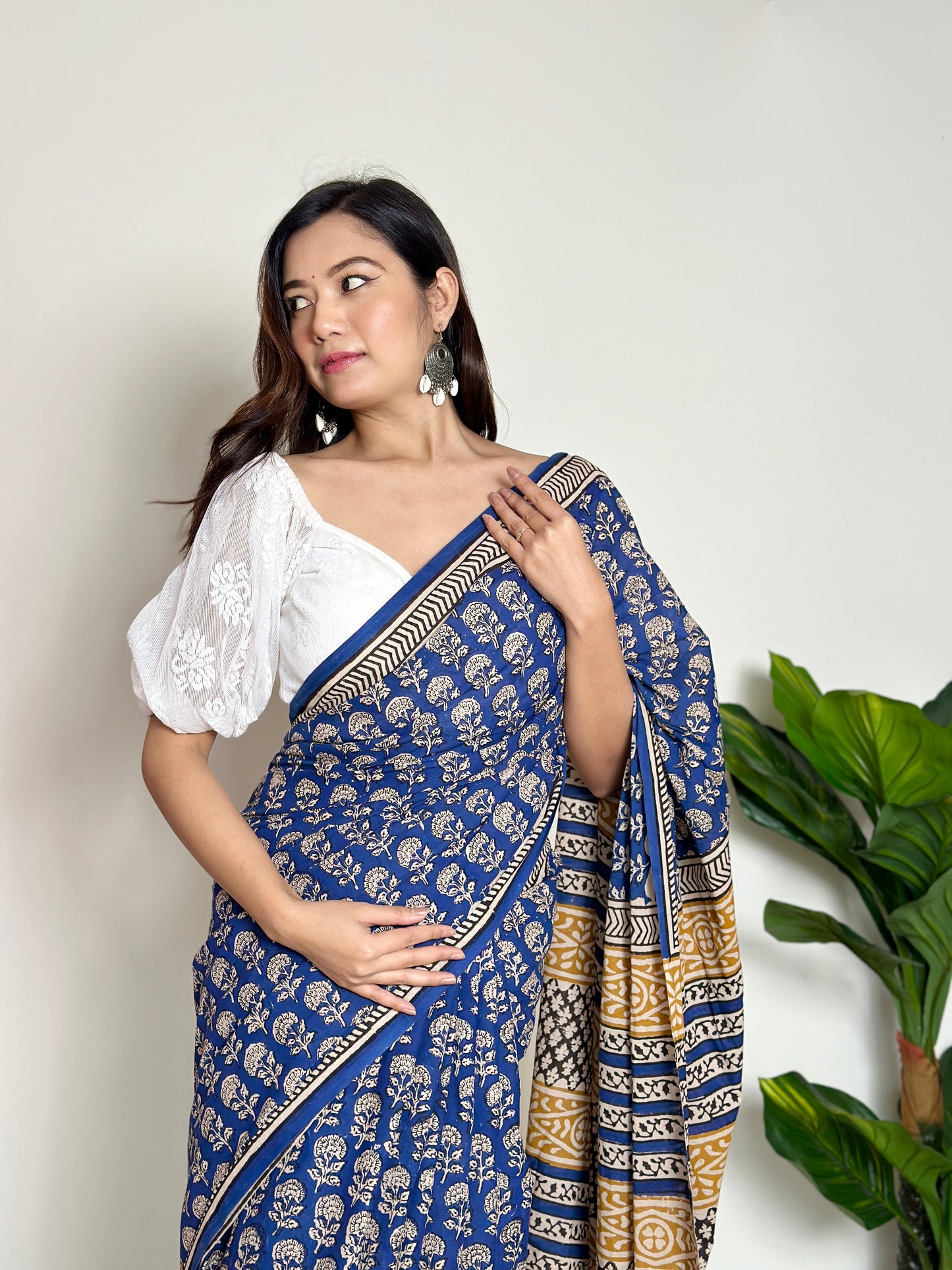 Tales of Blue Earth Handblocked Saree