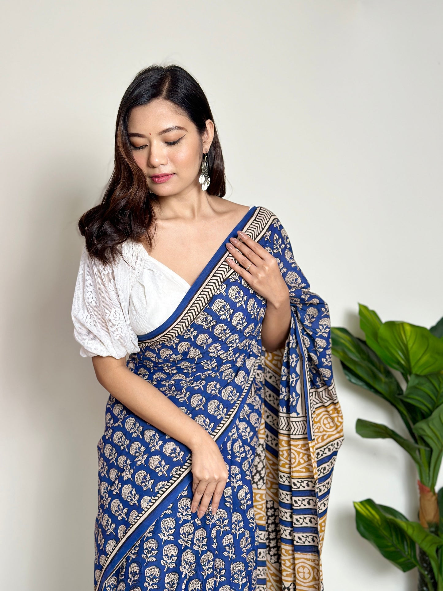 Tales of Blue Earth Handblocked Saree