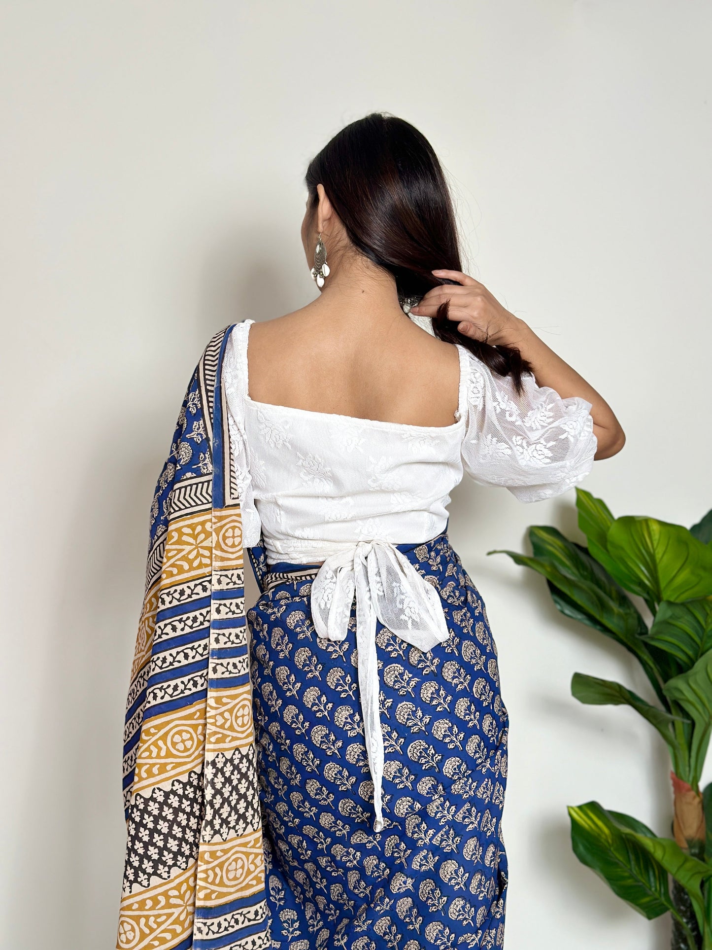 Tales of Blue Earth Handblocked Saree