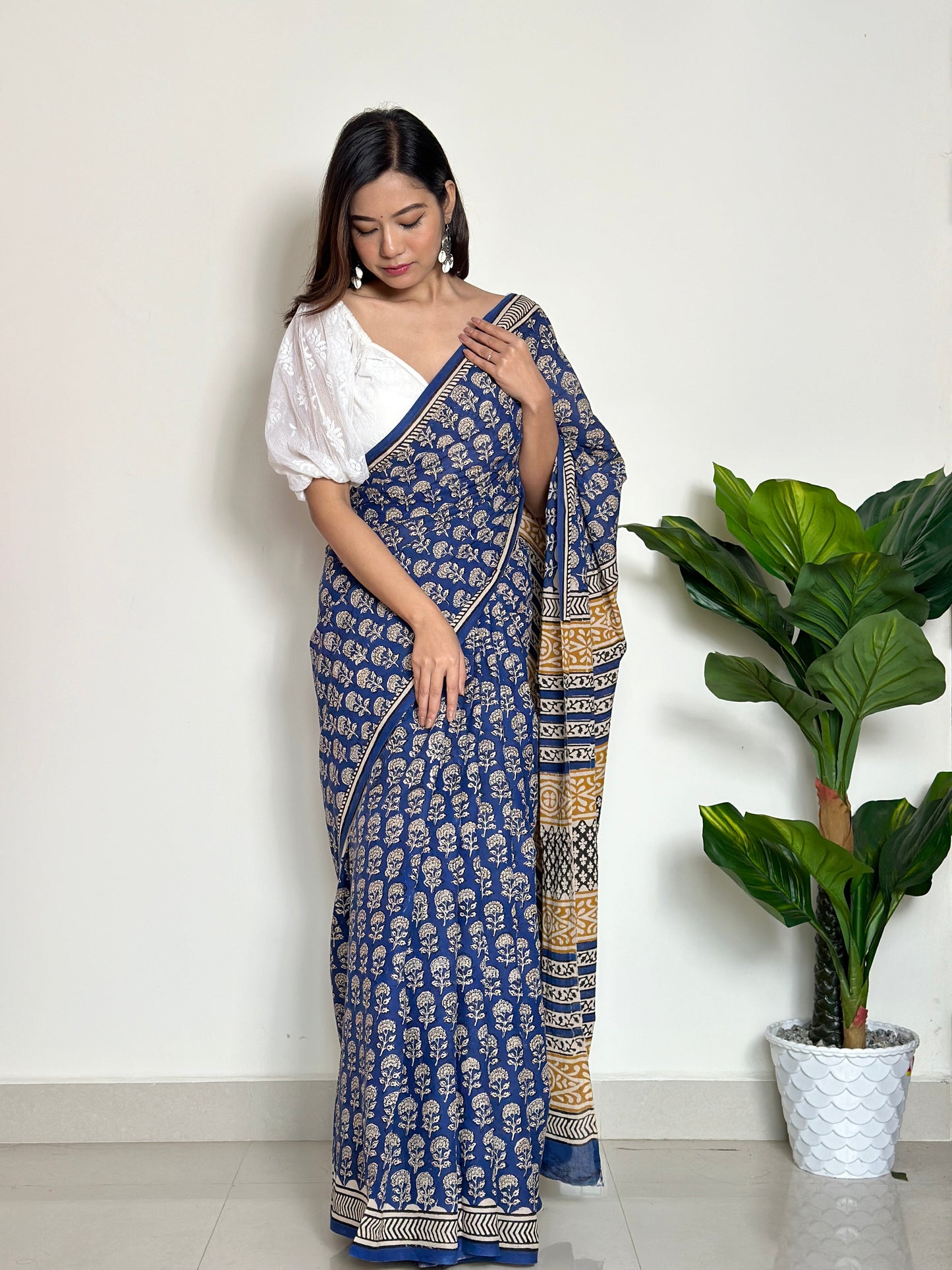 Tales of Blue Earth Handblocked Saree