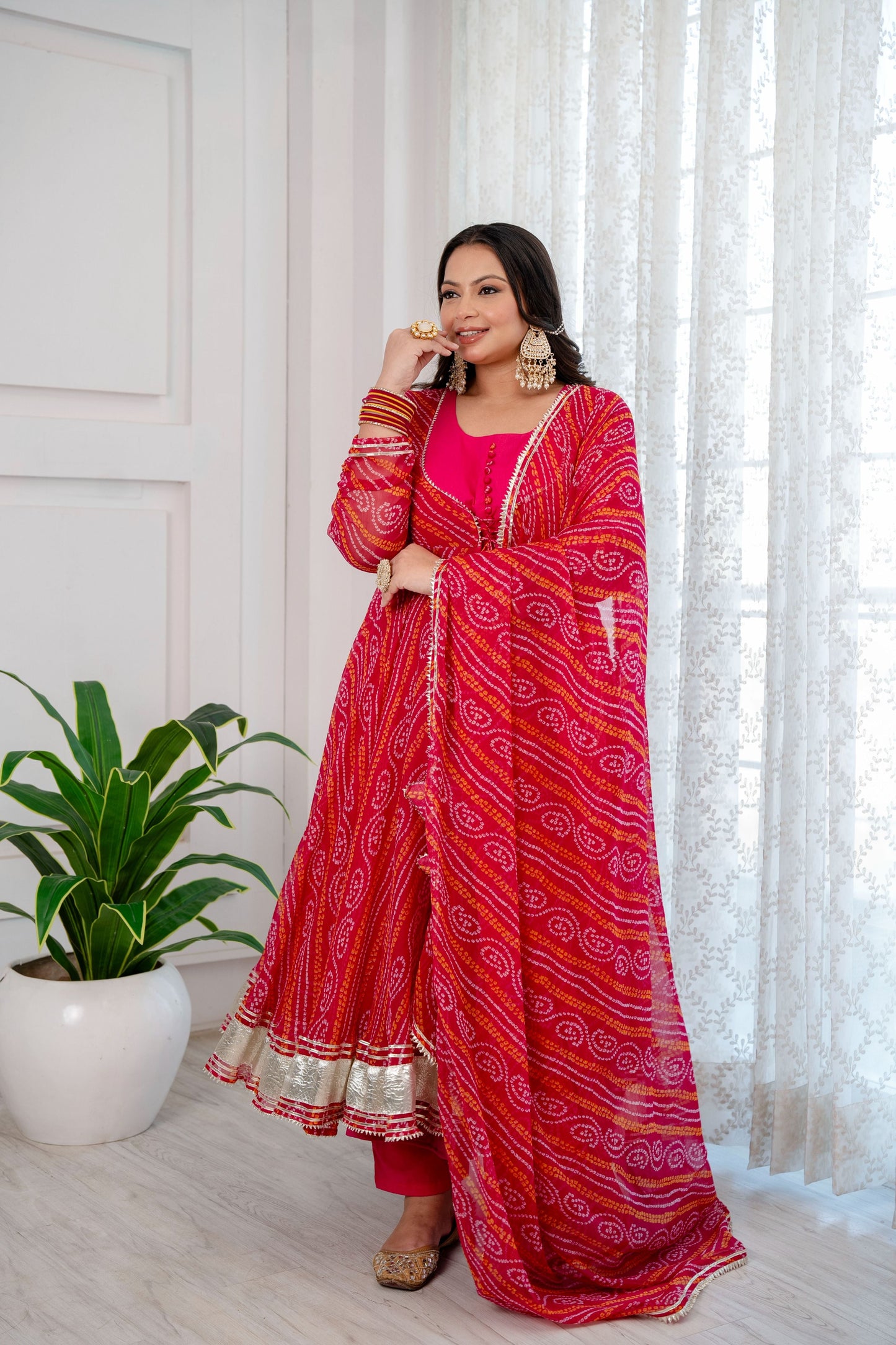 Gulabo Pure Chiffon Bandhani Suit Set