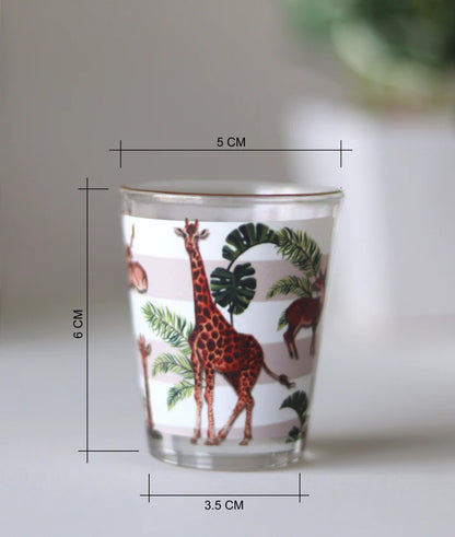 Gold Rim Giraffe Print Shot Glasses (Set of 4)