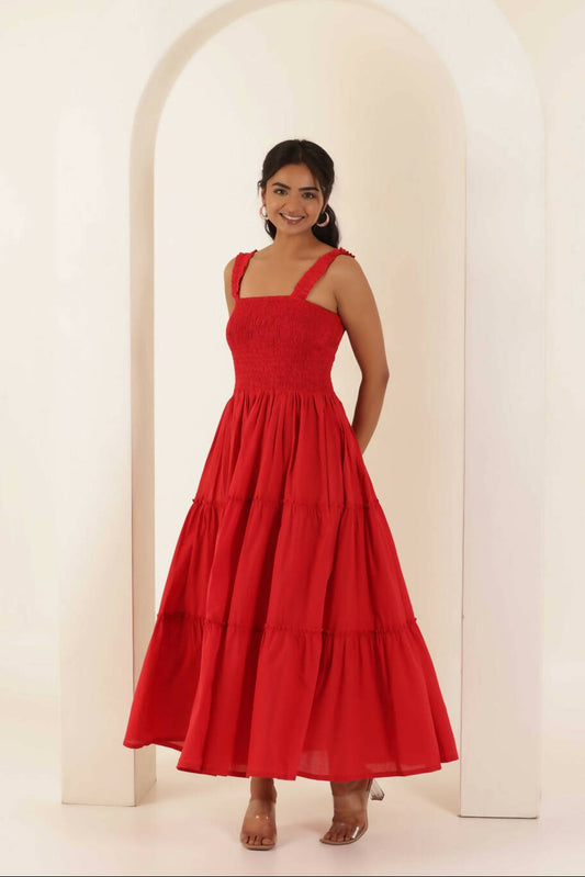 Red Maria Maxi Tiered Dress