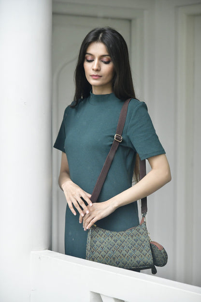 Olive Mist Blockprinted Cross Body Bags