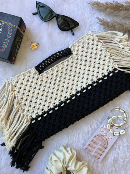 Boho Macrame Fringe Clutch Bag