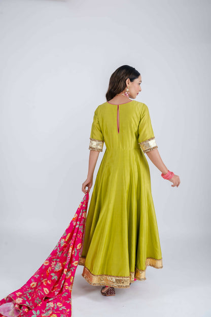 Firdaus Green Anarkali Set