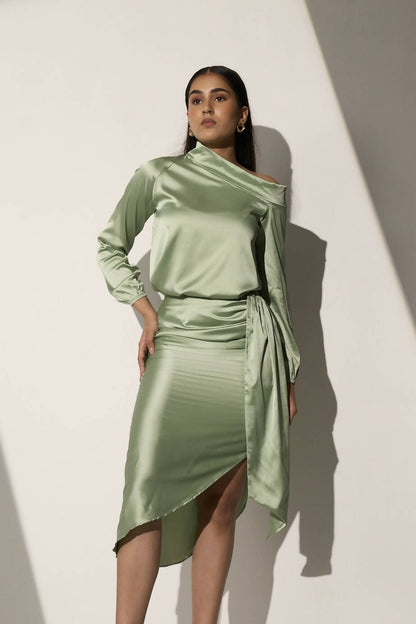 Alive – Sage Green Satin Coord Set