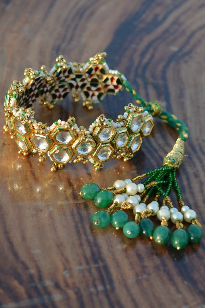 Green honeycomb pochi bracelet