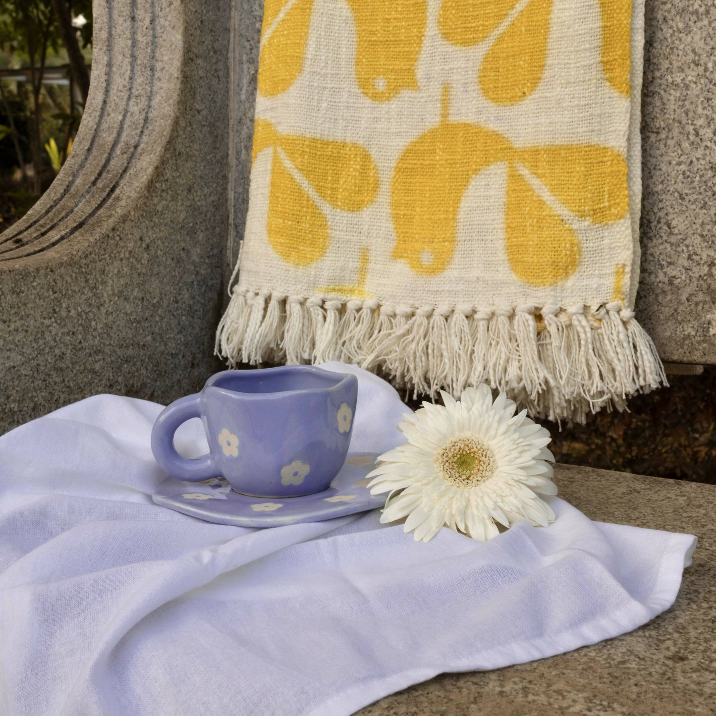 Daisy Cup Saucer - Blue