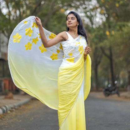 Ombre Saree In Yellow