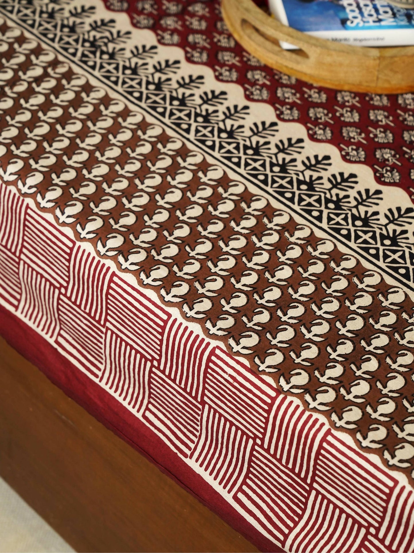 Kalamkari Maroon - King Size Double Bed Bedsheet