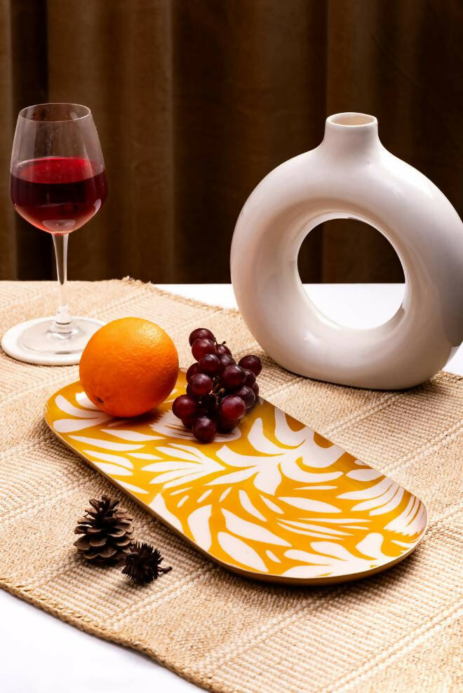 Metal Platter - Yellow Tile - Oval