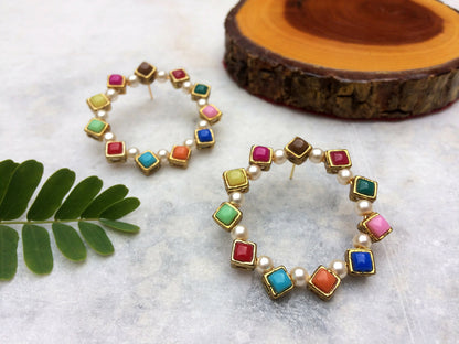 Pearl and Resin Kundan 2D Hoop