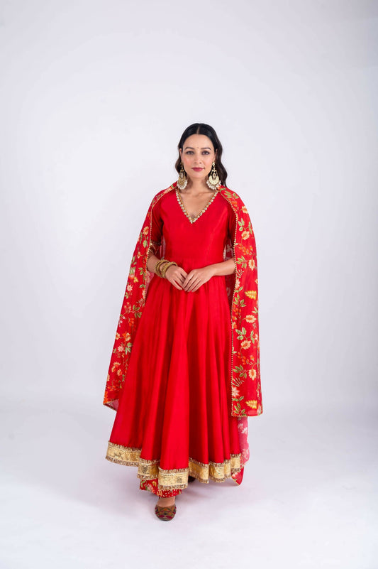 Aayat Red Anarkali Set