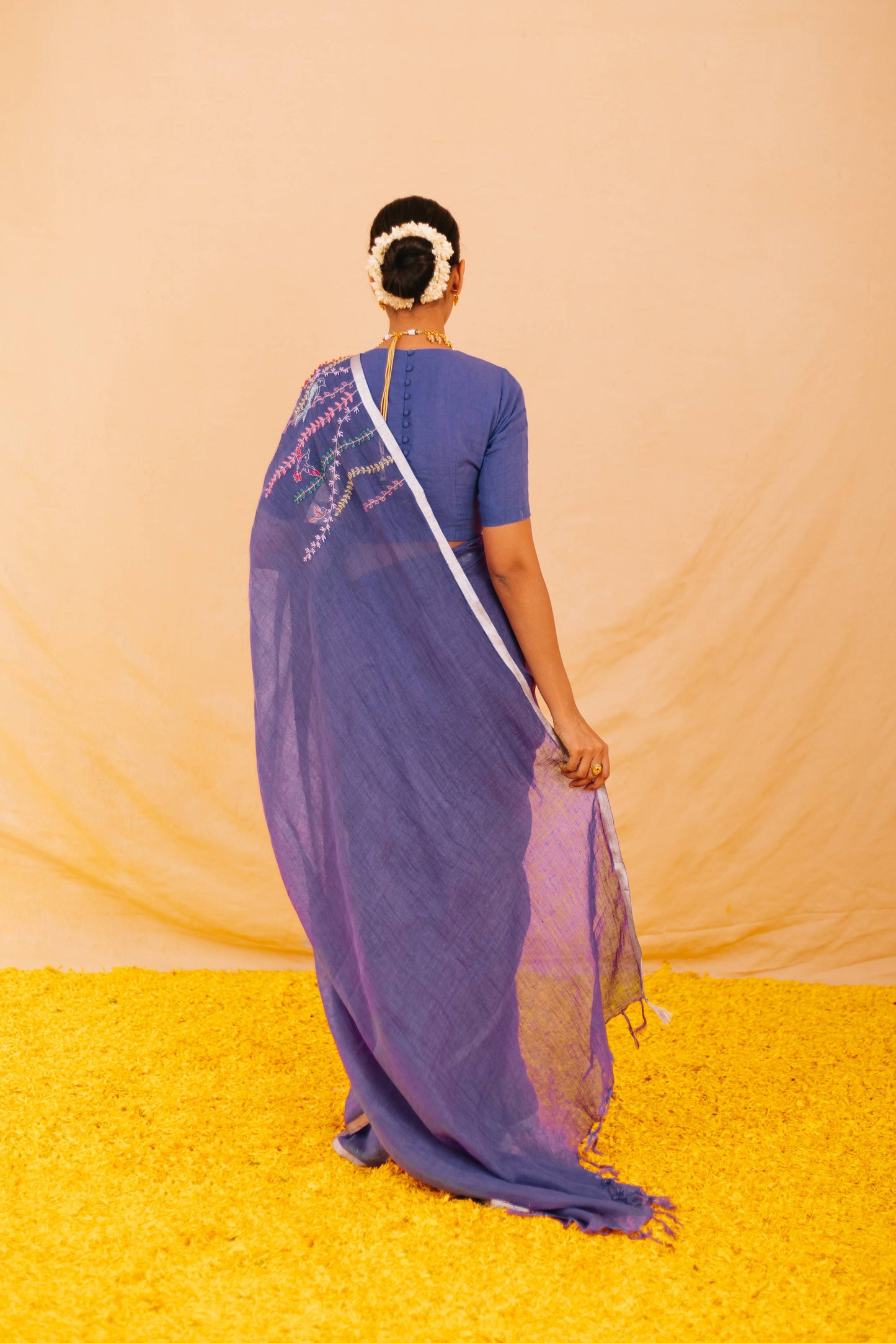 Jaya Purple Linen Saree