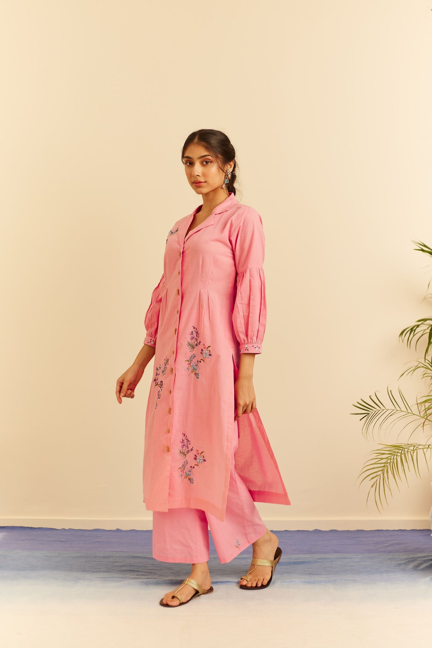 Humair Pink Cotton Kurta Set