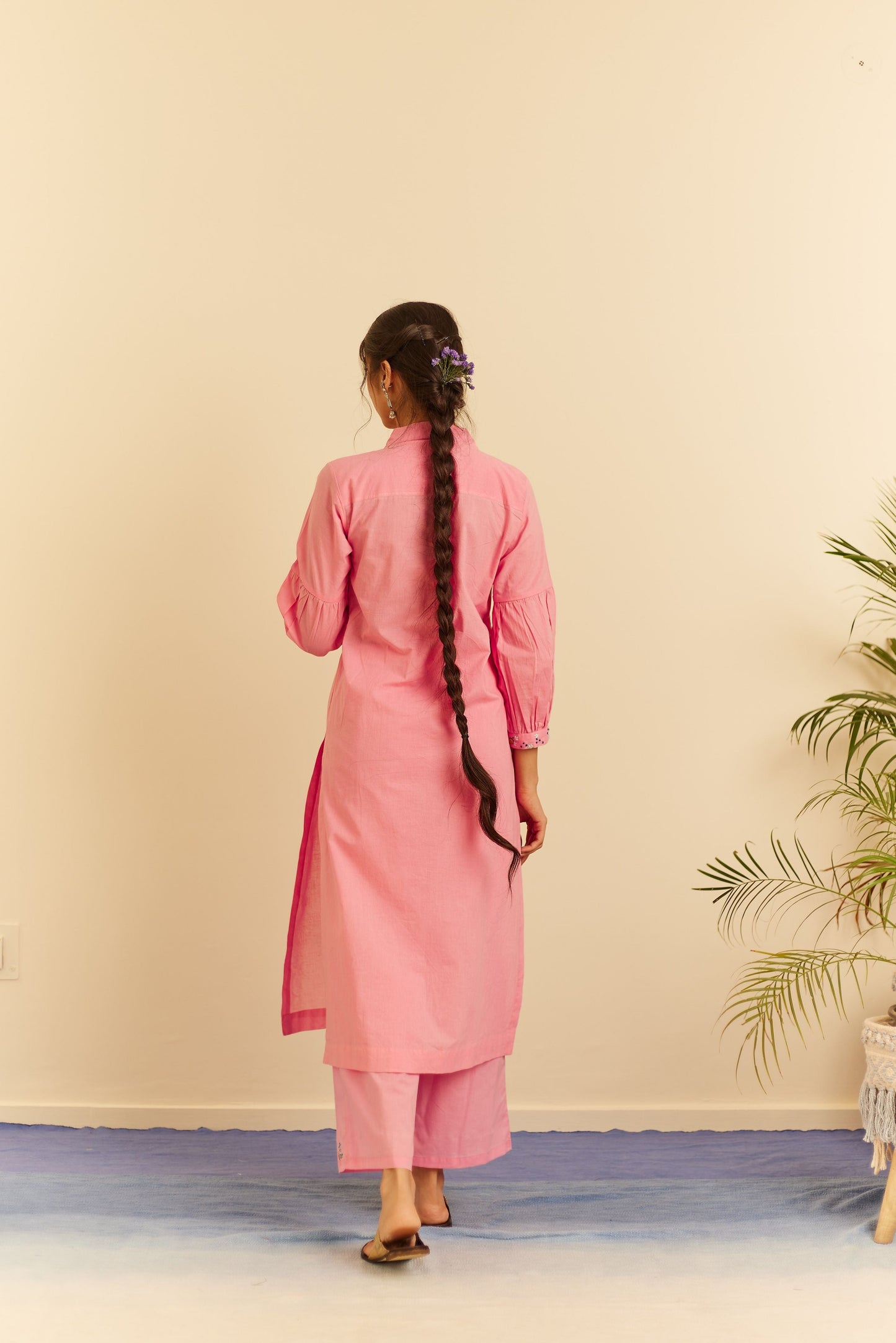 Humair Pink Cotton Kurta Set