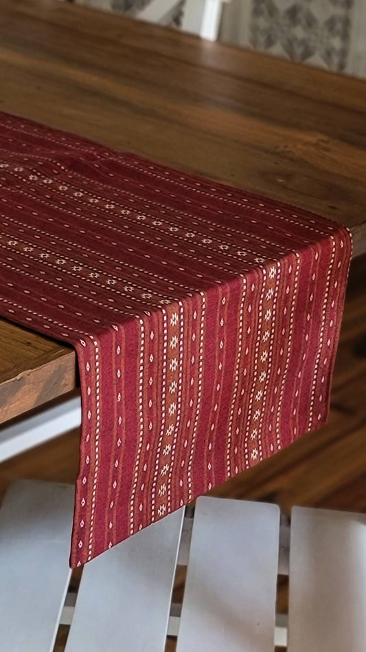 Woven Ruby Red Wipeable & Anti-skid Table Runner