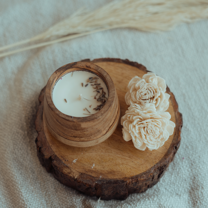 Lavender Wooden Bowl Candle