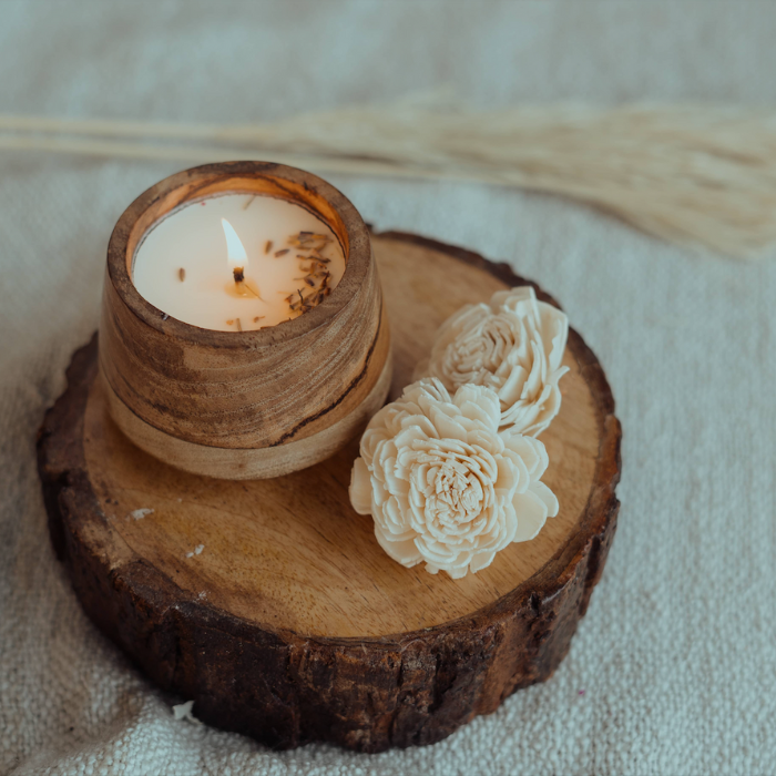 Lavender Wooden Bowl Candle