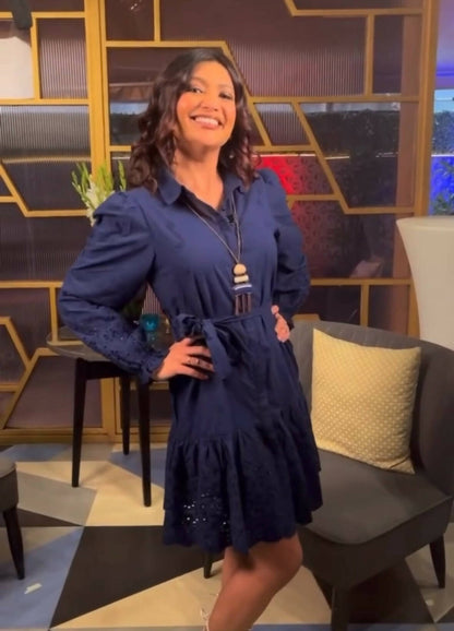 Effortless Elegance - Blue Cotton Shirt Dress