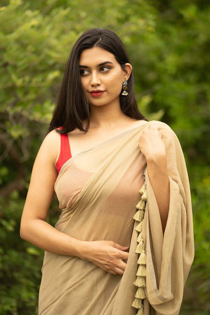 Droplet on the screen Light Brown Saree