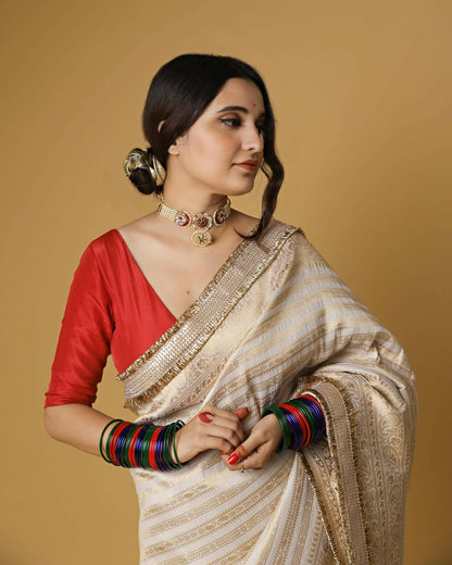 Oﬀ White Aayat Saree