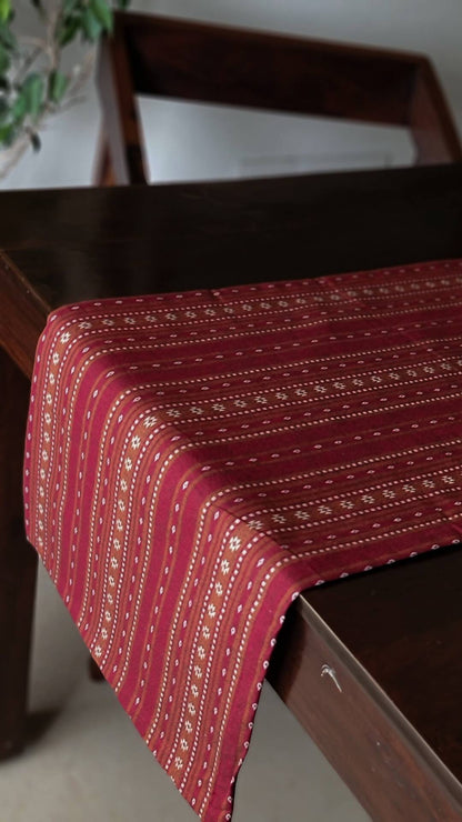 Woven Ruby Red Wipeable & Anti-skid Table Runner